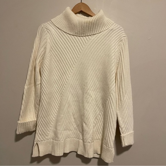 North style cream turtleneck cow neck tunic sweater large - Picture 1 of 6